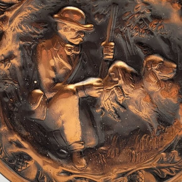 Coppercraft Guild Wall Plaque Pot Holder Hunting Scene Repousse Copper Metal 2 - Picture 7 of 7